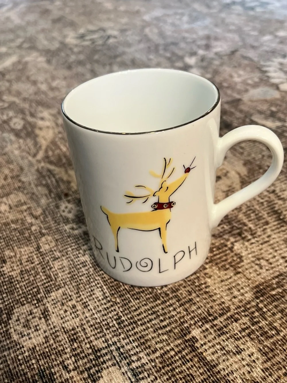 Pottery Barn REINDEER - RUDOLPH 12oz Mug Cup Porcelain Japan Christmas Mint